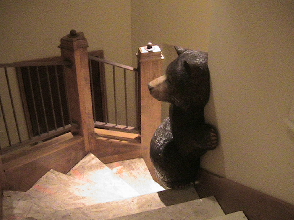 Wooden sculpture of a bear
