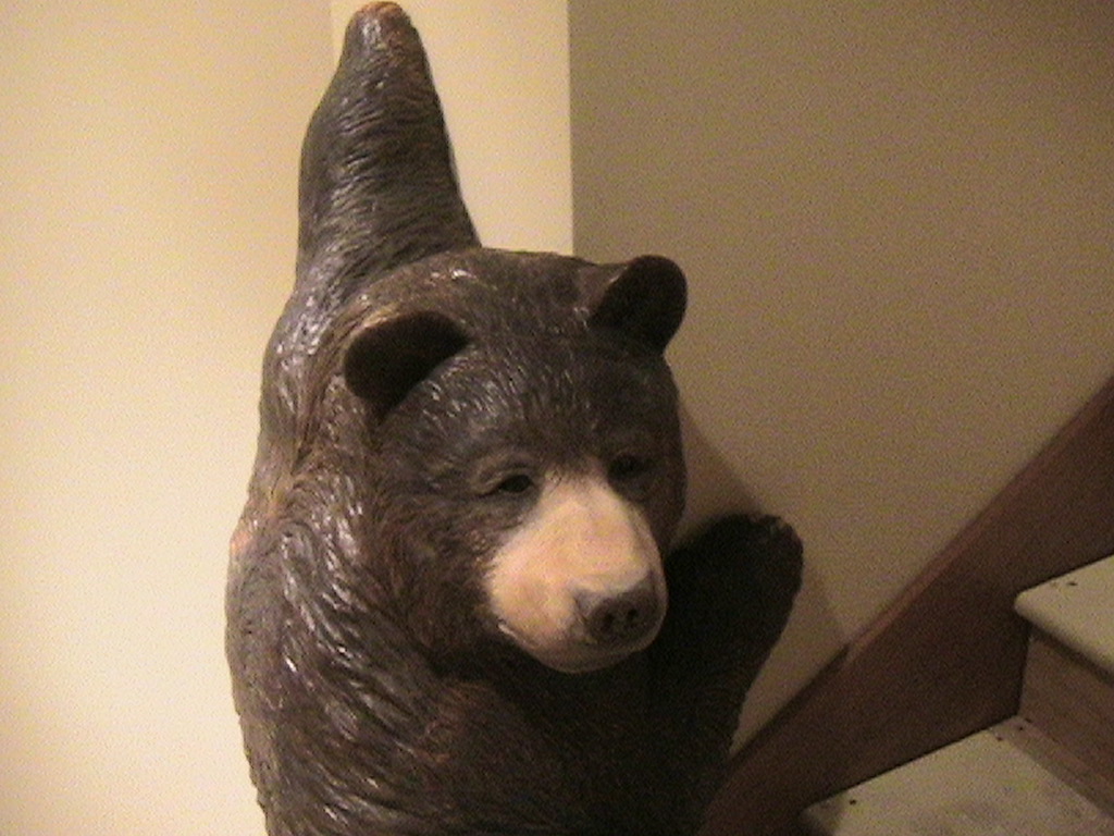 Wooden sculpture of a bear