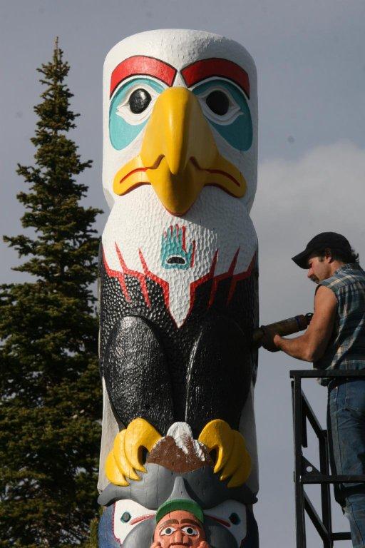Totem pole being worked on